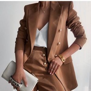 NWT Zara Set Double Breasted Blazer With Matching Shorts